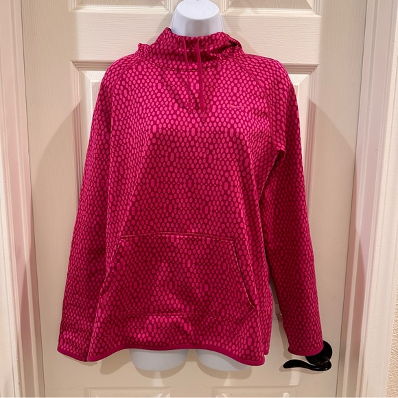 Nike Therma Fit Pink / Raspberry Speckled Pebbled Polka Dot Hoodie Large - Picture 1 of 7